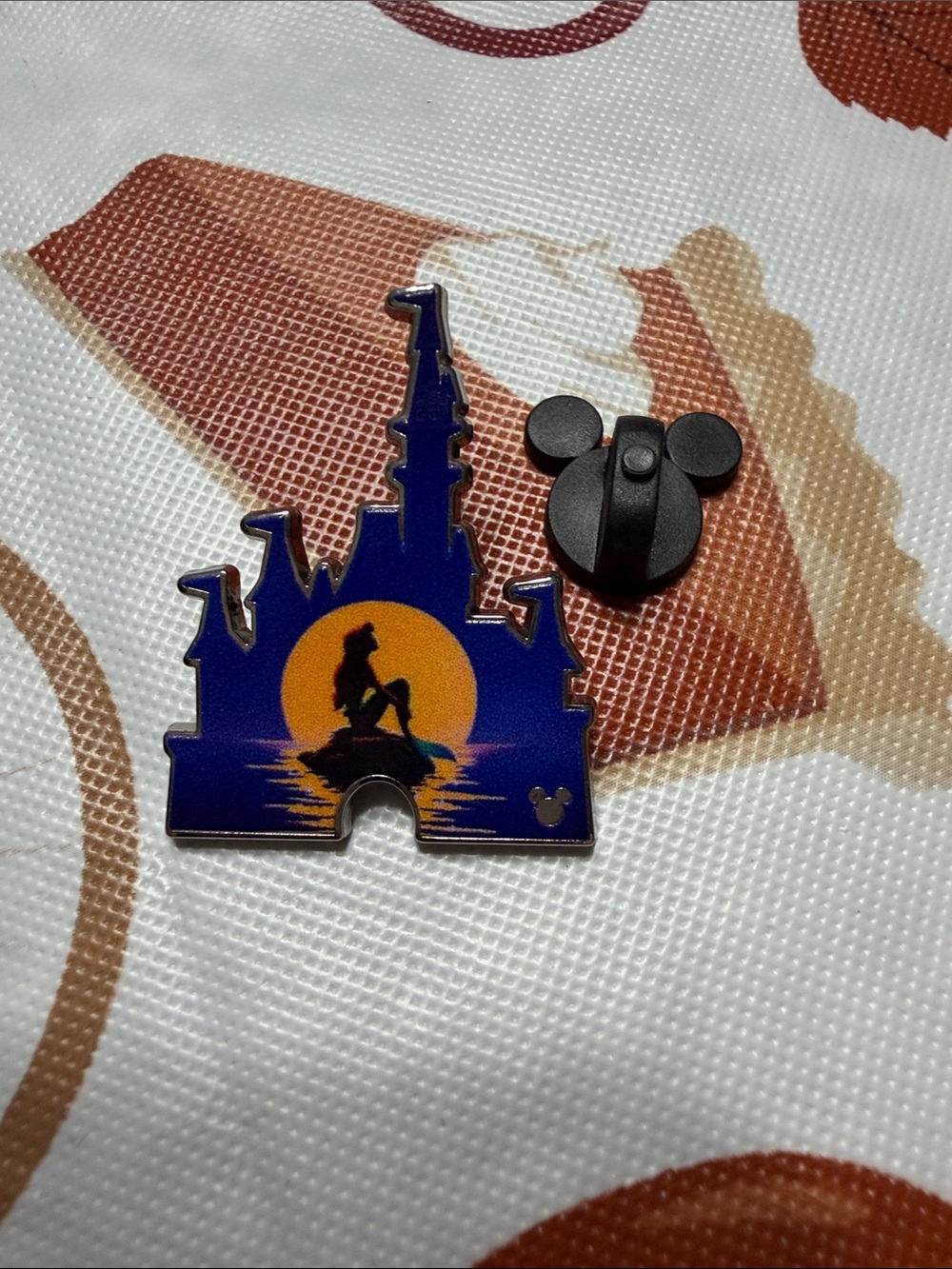 Disney Castle Pin with Little Mermaid Silhouette
